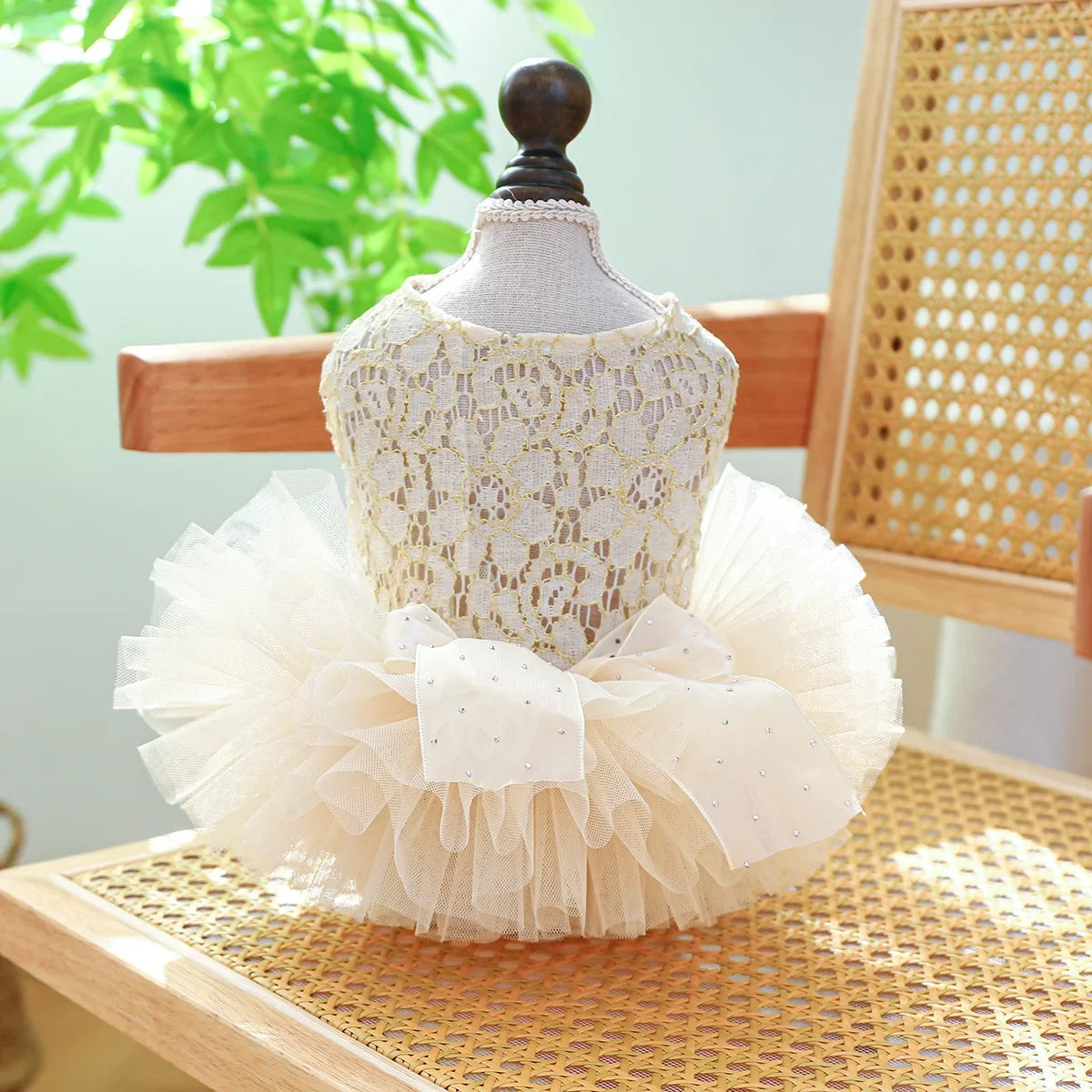 1 Pet Apparel Dog Spring/Summer Breathable White Wedding Dress Princess Dress with Pulling Cord Button For Small Medium Dogs