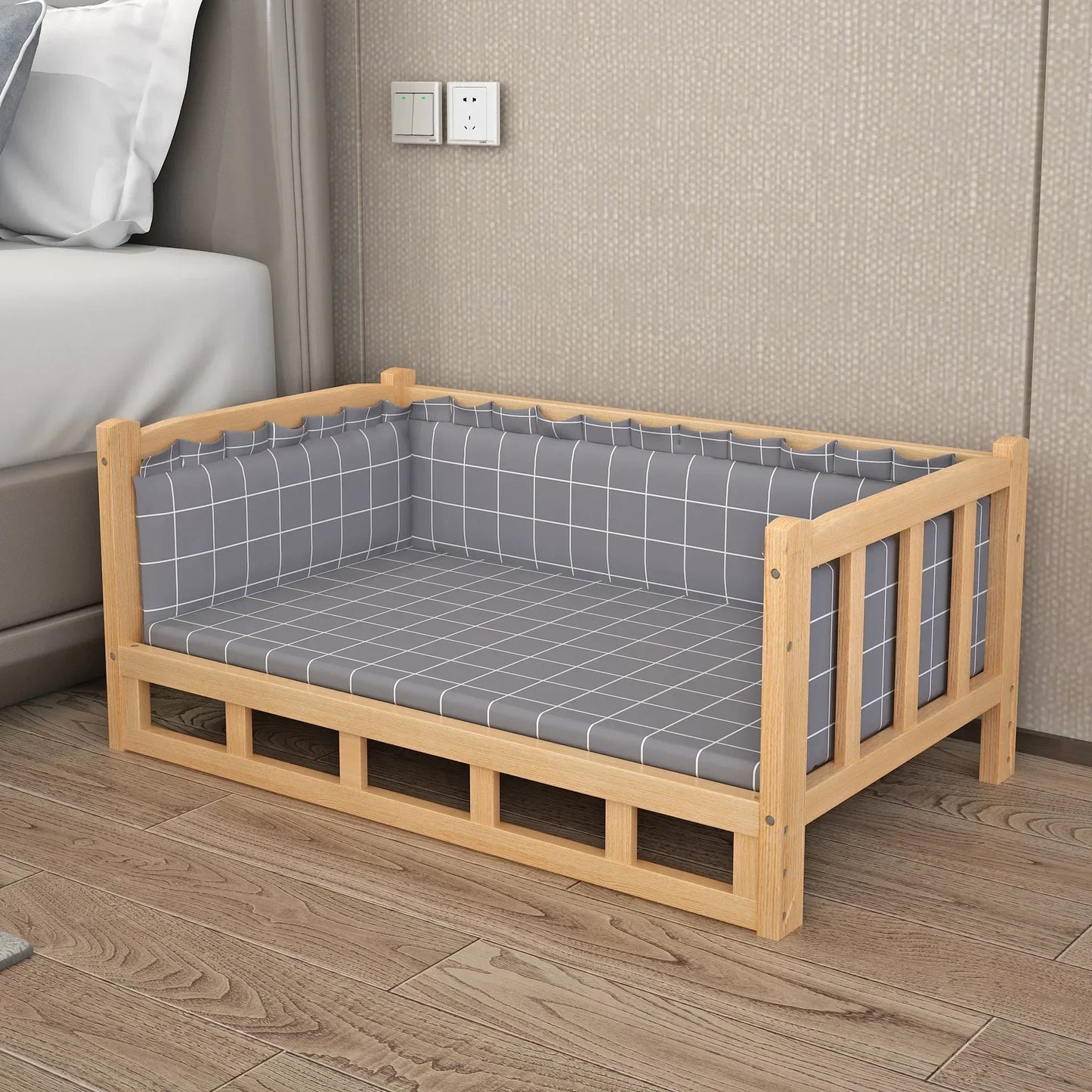Wooden Dog Kennel Dog House Double Layer