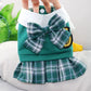 School uniform for pets Dog JK dress Green cat dress Preppy dress Bow PLAID