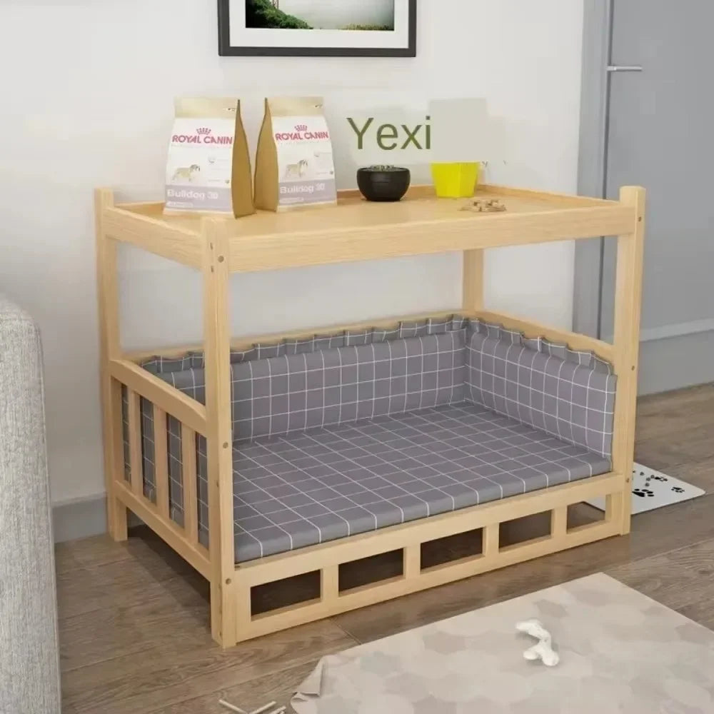 Wooden Dog Kennel Dog House Double Layer