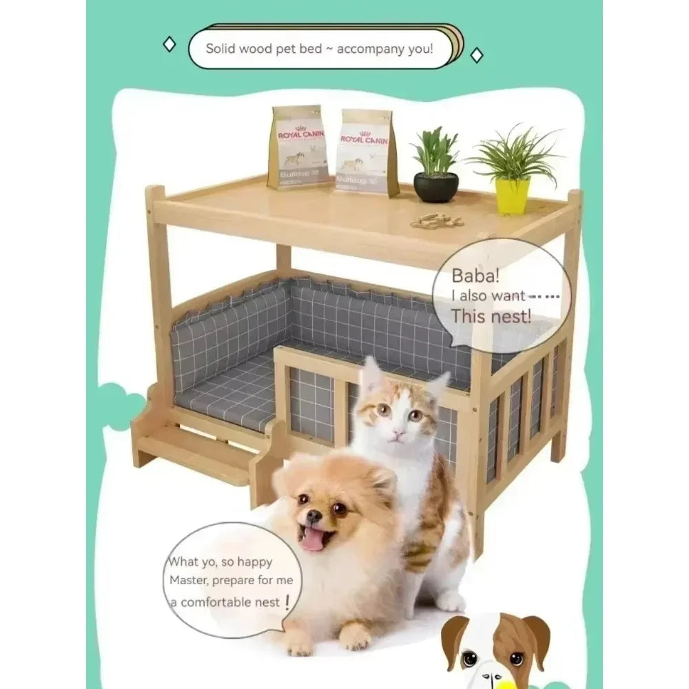 Wooden Dog Kennel Dog House Double Layer