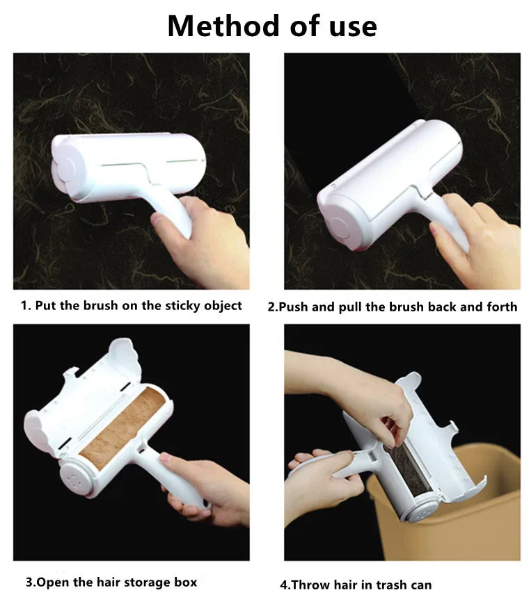 Pet Cat Hair Remover Brush 2-Way Remove Pet Hair Roller Carpet Cleaning Brush Cat Lint Sticking Roller Carpet Cleaner Brushes