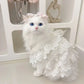 Cat Clothes Lace Wedding Dresses Designer Dog Clothes White Hollow Out Layered Princess Cat Dress Fashion Elegant Dog Dresses
