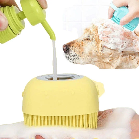 Pet Grooming Tool Silicone Comb Massage Gloves with Shampoo Box