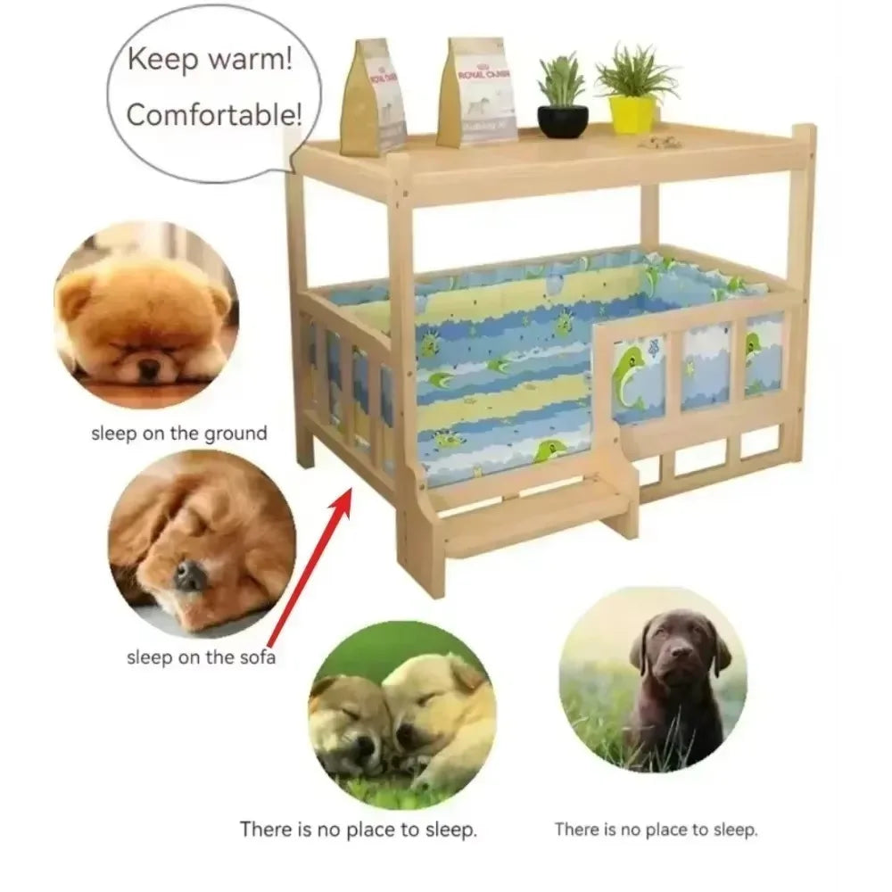 Wooden Dog Kennel Dog House Double Layer