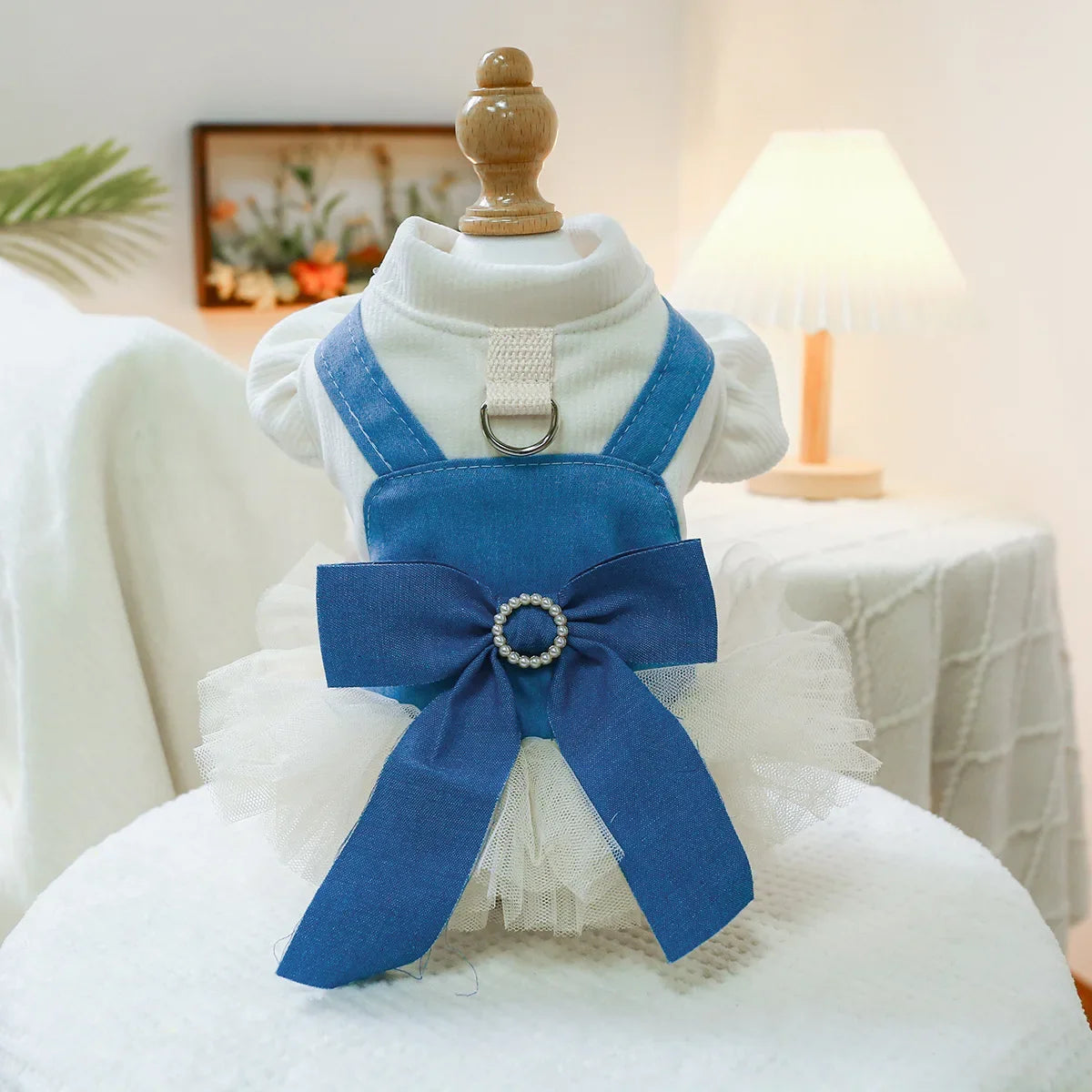 1 Pet Apparel Dog Spring/Summer Breathable White Wedding Dress Princess Dress with Pulling Cord Button For Small Medium Dogs