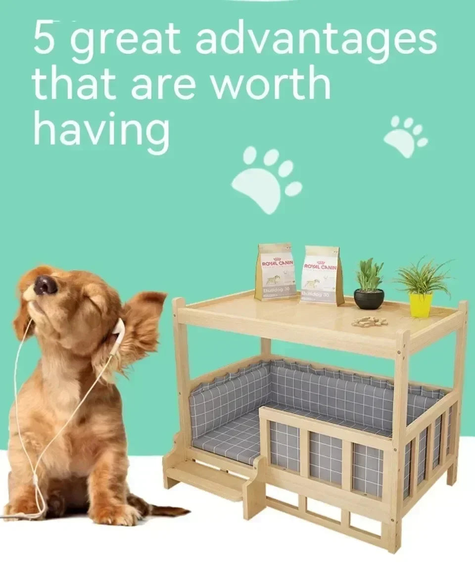 Wooden Dog Kennel Dog House Double Layer