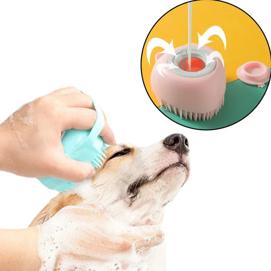 Pet Grooming Tool Silicone Comb Massage Gloves with Shampoo Box