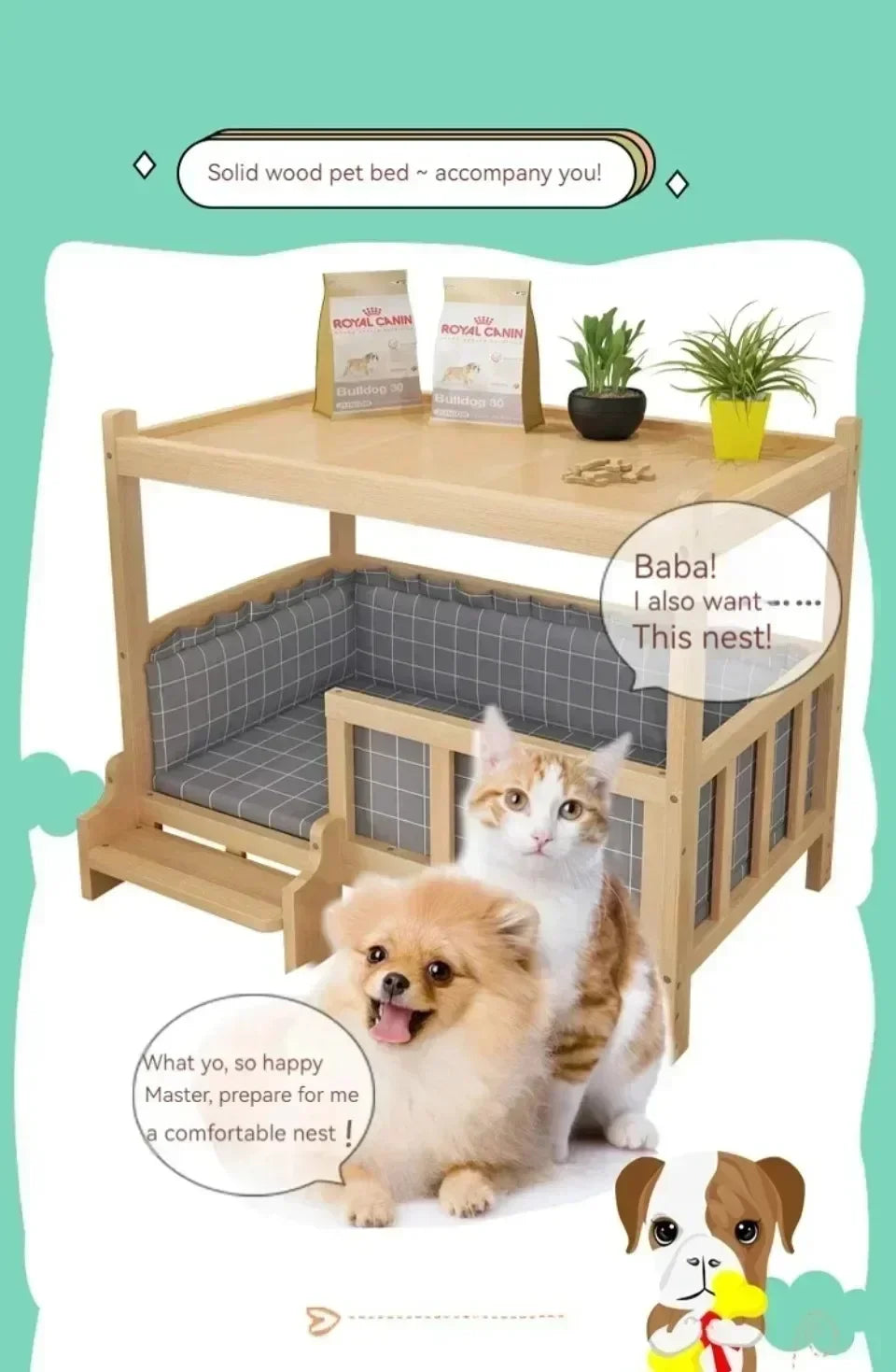 Wooden Dog Kennel Dog House Double Layer