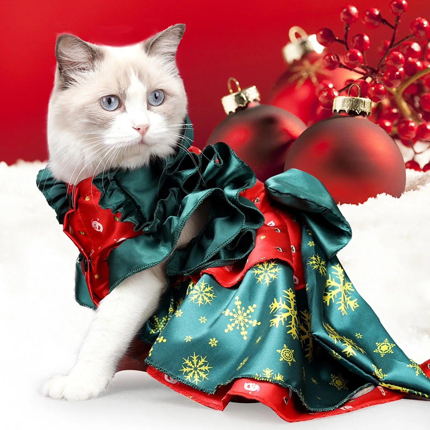 Dog Cat Christmas Costume Pet Hoodie Party Holiday Decoration Cosplay Dress Comfort with Big Bowknot Party Dress up Clothes