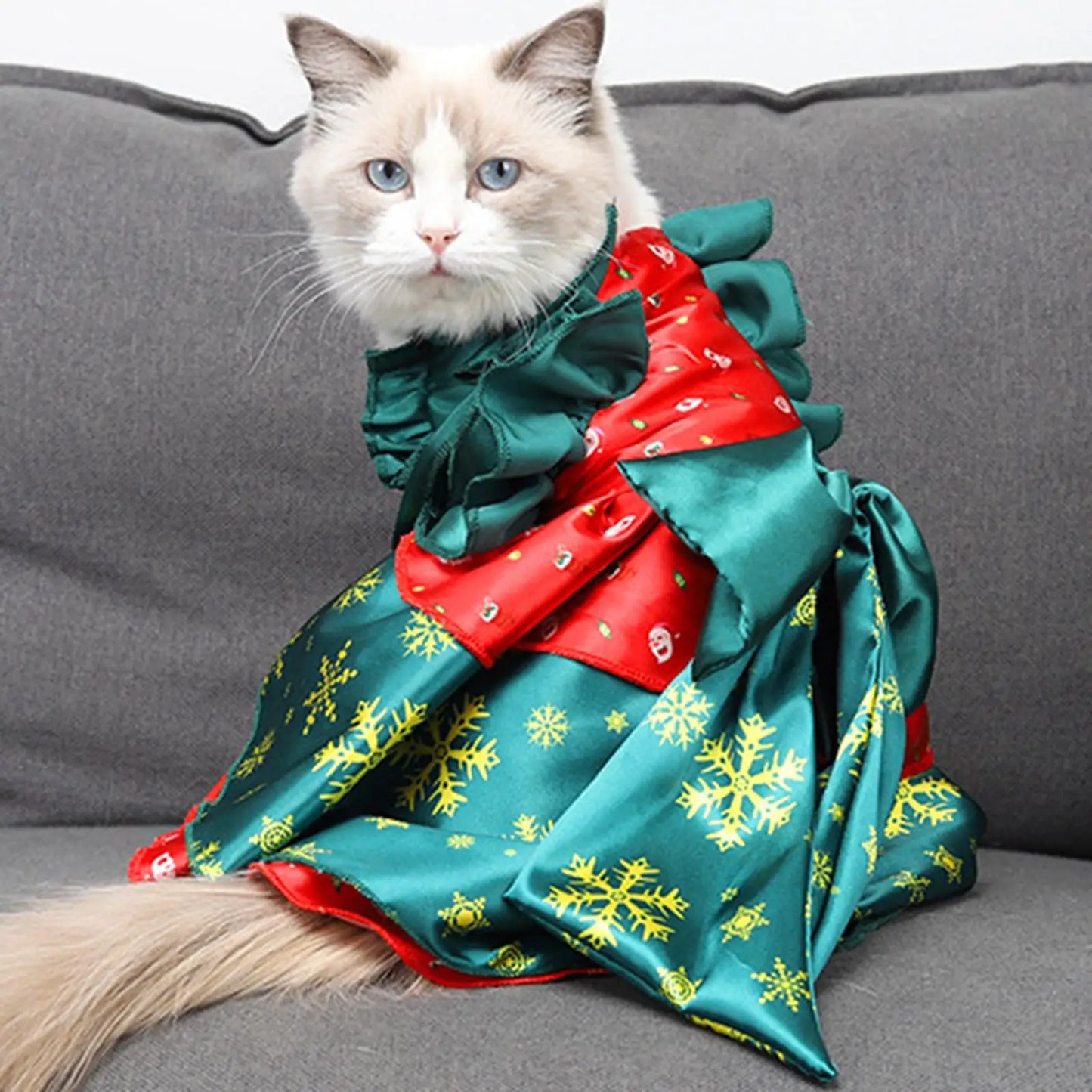 Dog Cat Christmas Costume Pet Hoodie Party Holiday Decoration Cosplay Dress Comfort with Big Bowknot Party Dress up Clothes