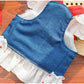 Spring New Pet Dress Cat Dog Dress Cat Chest Back Slip Dress Send Rope Fashion Cute Denim Polka Dot Skirt Pet Vest Pet Clothes