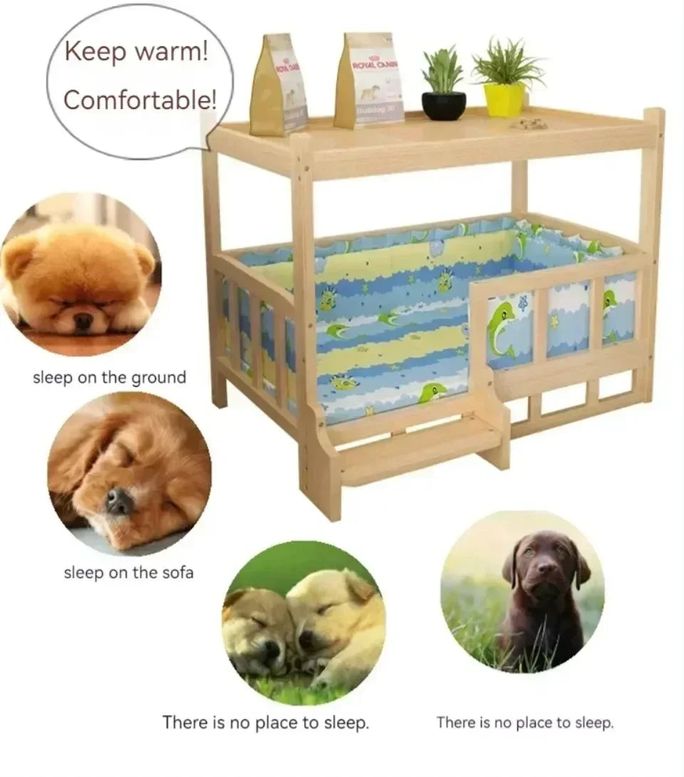 Wooden Dog Kennel Dog House Double Layer