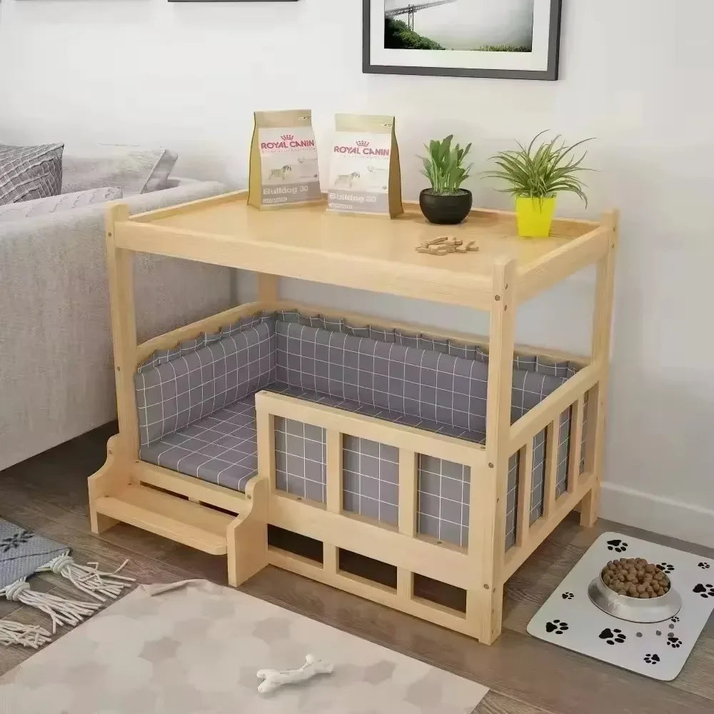 Wooden Dog Kennel Dog House Double Layer