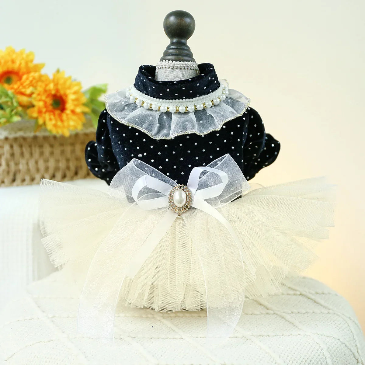 1 Pet Apparel Dog Spring/Summer Breathable White Wedding Dress Princess Dress with Pulling Cord Button For Small Medium Dogs